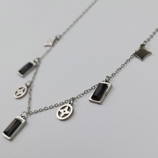 Geometric Black Stone Charm Pendant - Image 2